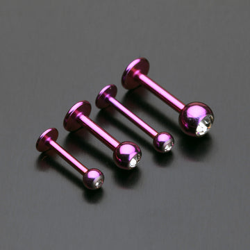 Detail View 1 of Blackline PVD Gem Ball Steel Labret-Purple/Clear